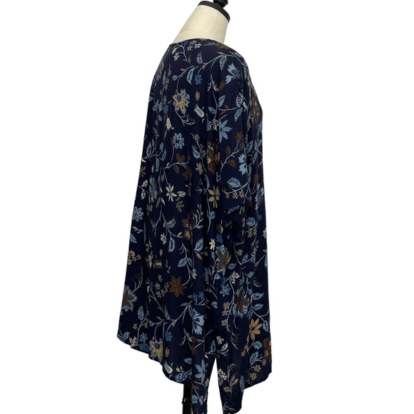 Capistrano Essentials V-neck Button-up Blue Floral Print Size 26/28 - Picture 5 of 9